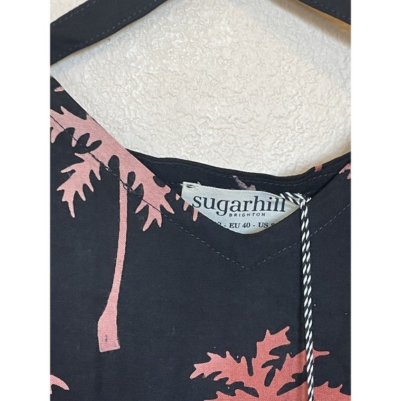 Sugarhill Boutique Tara Batik Tiered Black Palm Tree Dress Size 8 - Picture 4 of 8